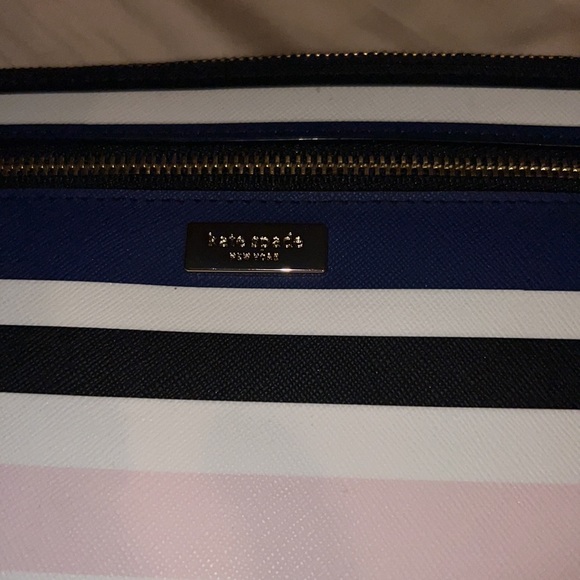 Kate Spade Blue, White, Pink, and Black Striped Wristlet - Picture 2 of 7